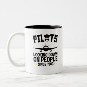Pilots Looking Down on People since 1903 Two-Tone Coffee Mug