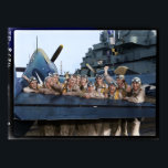 Pilots of USS Lexington CV16 Poster<br><div class="desc">Fighting Squadron Sixteen (VF-16) F6F Hellcat pilots on board the USS Lexington (CV 16) celebrate after shooting down 17 of 20 Japanese planes heading for Tarawa in November of 1943. The Commanding Officer, Lieutenant Commander Paul D. Buie, would be awarded the Distinguished Flying Cross for his actions at Tarawa: "The...</div>