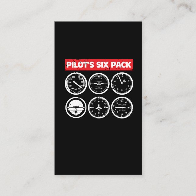 Pilot's Six Pack Flight Instruments Aviation Business Card (Front)