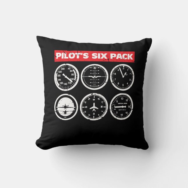 Pilot's Six Pack Flight Instruments Aviation Cushion (Front)