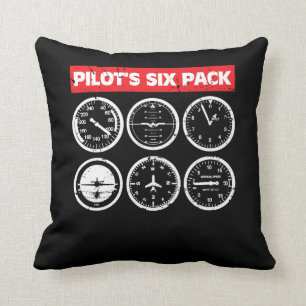 Pilot's Six Pack Flight Instruments Aviation Cushion