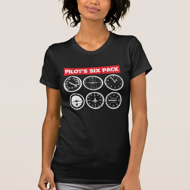 Pilot's Six Pack Flight Instruments Aviation T-Shirt (Front)