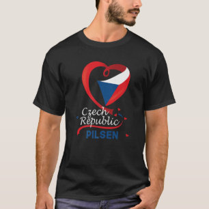 Pilsen Czech Republic Heart Flag Lion Coat Of Arm T-Shirt