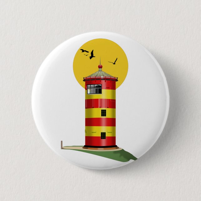 Pilsum Lighthouse Germany 6 Cm Round Badge (Front)