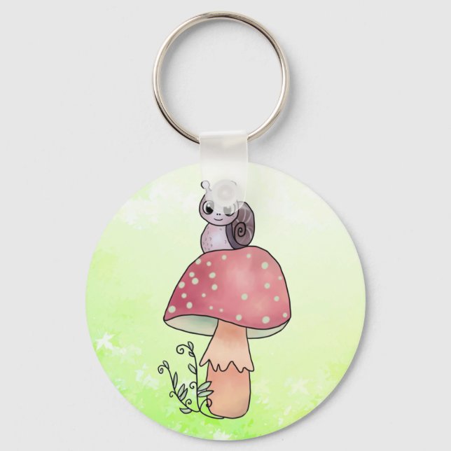 Pilz mit Schnecke Key Ring (Front)