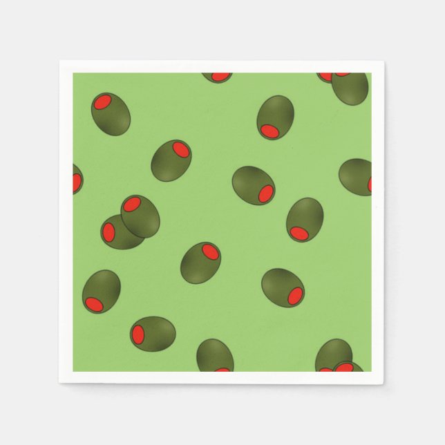 Pimento Olives on Sage Paper Napkins (Front)