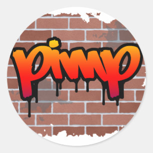 pimp graffiti  design  classic round sticker