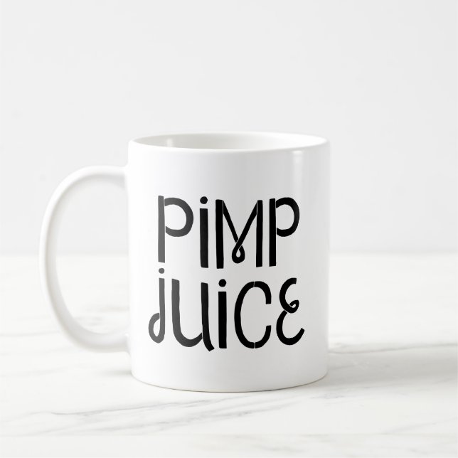 Pimp Juice Funny Humour in Black Text Coffee Mug (Left)