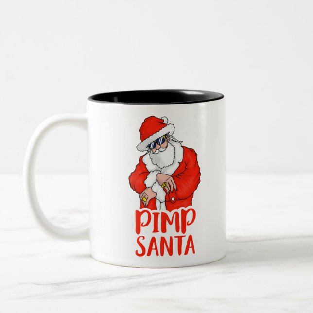 Pimp santa claus inappropriate christmas adult Two-Tone coffee mug (Left)