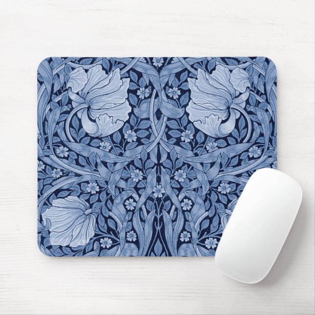 Pimpernel Blue Monotone, William Morris Mouse Pad (With Mouse)
