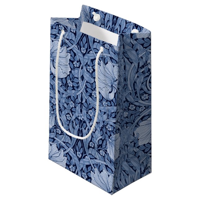 Pimpernel Blue Monotone, William Morris Small Gift Bag (Front Angled)
