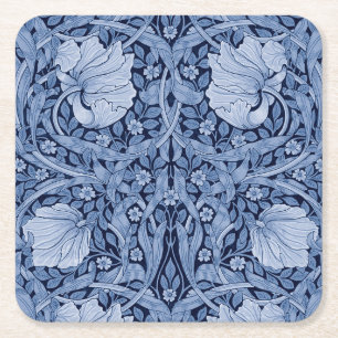 Pimpernel Blue Monotone, William Morris Square Paper Coaster