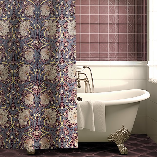 Pimpernel Dusty Blue & Pink William Morris Shower Curtain (Creator Uploaded)
