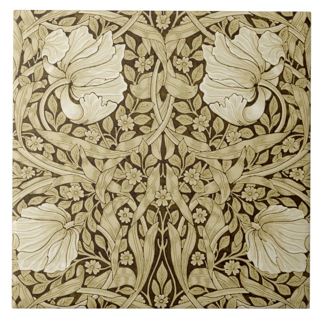 Pimpernel Gold, William Morris Ceramic Tile (Front)