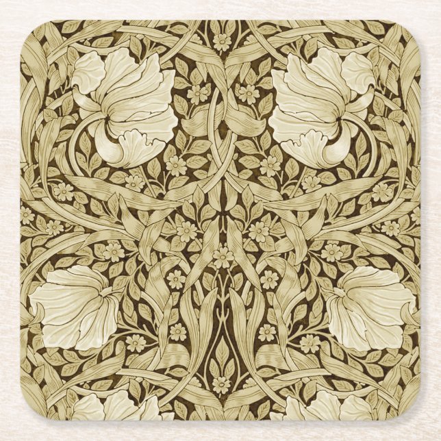 Pimpernel Gold, William Morris Square Paper Coaster (Front)