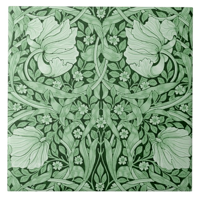 Pimpernel Green, William Morris Ceramic Tile (Front)