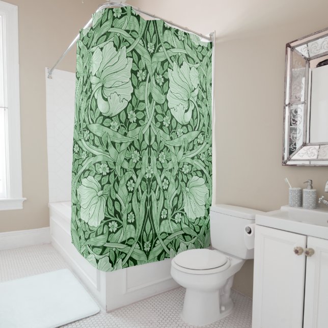 Pimpernel Green, William Morris Shower Curtain (In Situ)