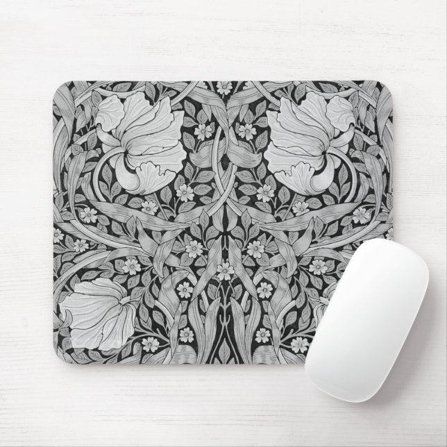 Pimpernel Grey Monotone, William Morris Mouse Pad (With Mouse)