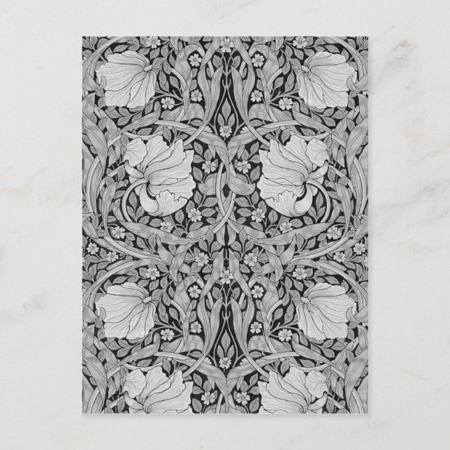 Pimpernel Grey Monotone, William Morris Postcard (Front)
