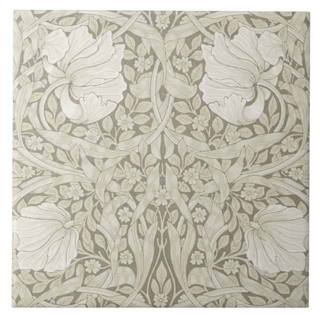 Pimpernel Ivory, William Morris Ceramic Tile (Front)