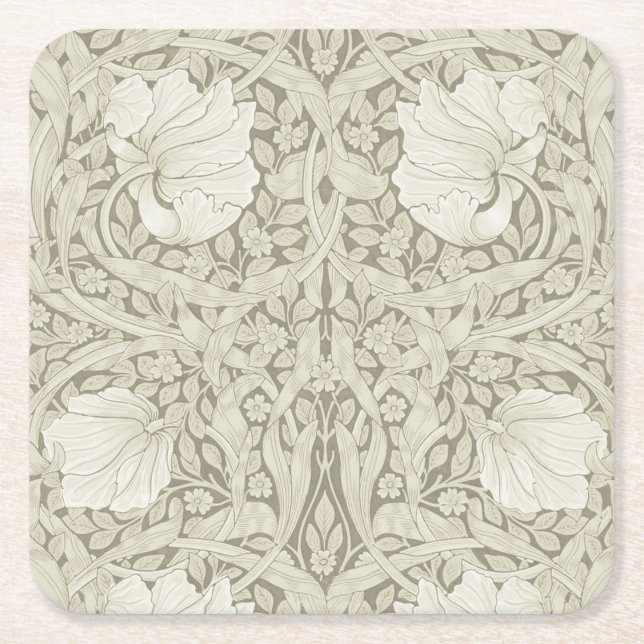 Pimpernel Ivory, William Morris Square Paper Coaster (Front)