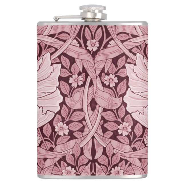 Pimpernel Maroon, William Morris Hip Flask (Front)