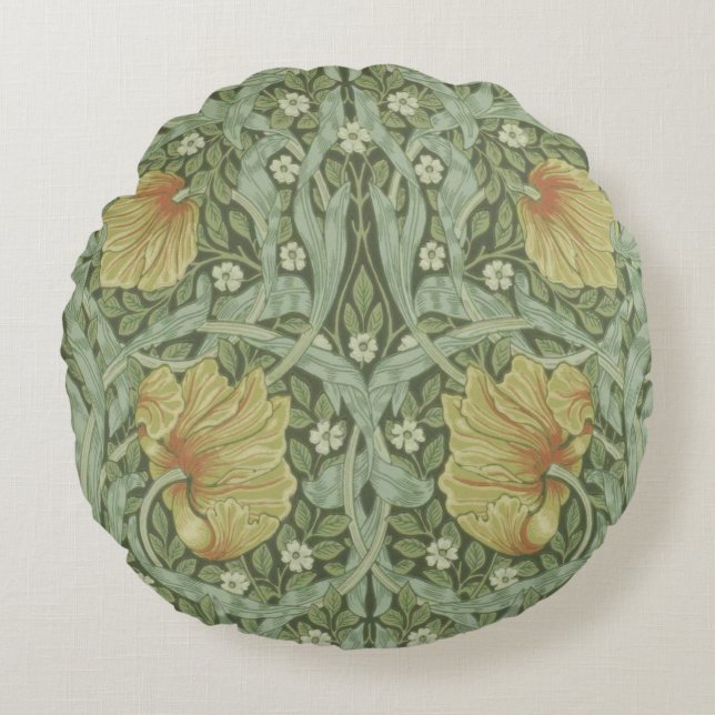 Pimpernel Pattern (by William Morris) Round Cushion (Front)