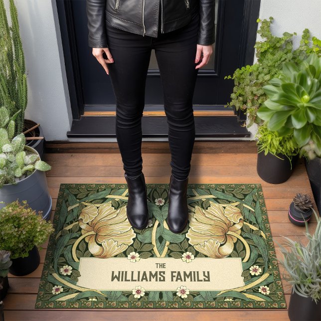 Pimpernel Pattern Green Gold William Morris Doormat (Creator Uploaded)