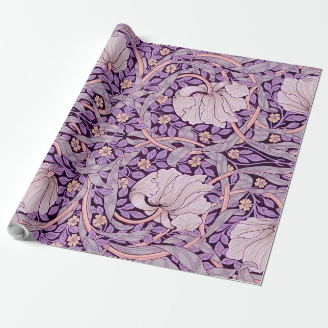 Pimpernel Purple, William Morris Wrapping Paper (Unrolled)