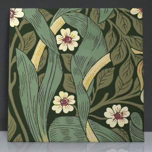 Pimpernel Seamless 9 of 12 Faux Gold & Sage Green Ceramic Tile