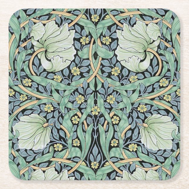 Pimpernel, William Morris Square Paper Coaster (Front)