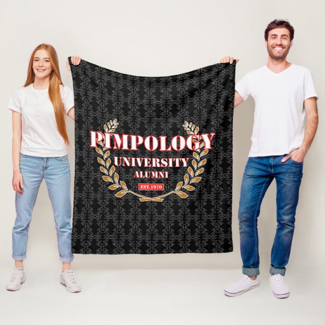 PIMPOLOGY UNIVERSITY ALUMNI 2K21 WHT/RED/GLD FLEECE BLANKET (In Situ)