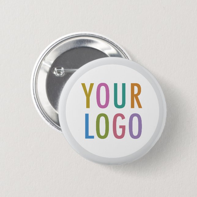 Pin Back Button with Logo Custom Round Badge Grey (Front & Back)