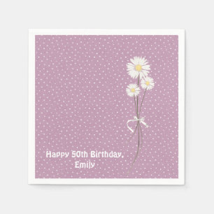 Pin dot design with daisy bouquet napkin