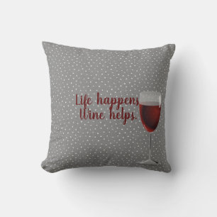 pin dot pattern with red wine glass lumbar pillow