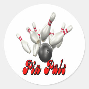 Pin Pals bowling Classic Round Sticker