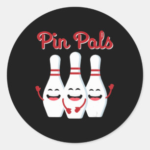 Pin Pals Cute Bowling  For Men Women And Kids Classic Round Sticker