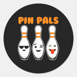 Pin Pals Cute Funny Bowling  Classic Round Sticker