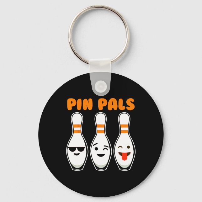 Pin Pals Cute Funny Bowling  Key Ring (Front)