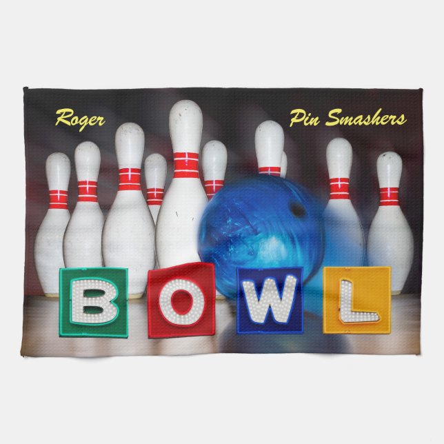 Pin Smashers Bowling Tea Towel (Horizontal)