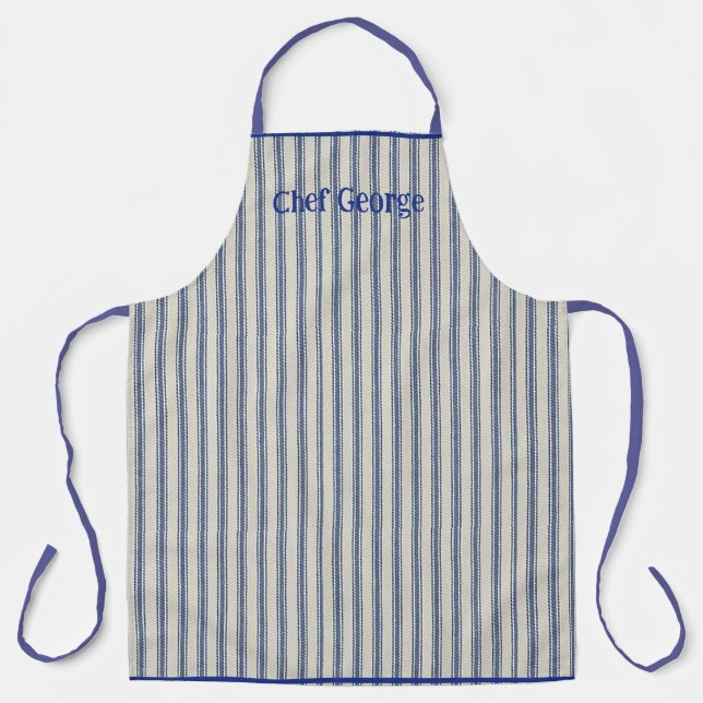 Pin Stripe Apron Name French Style (Front)