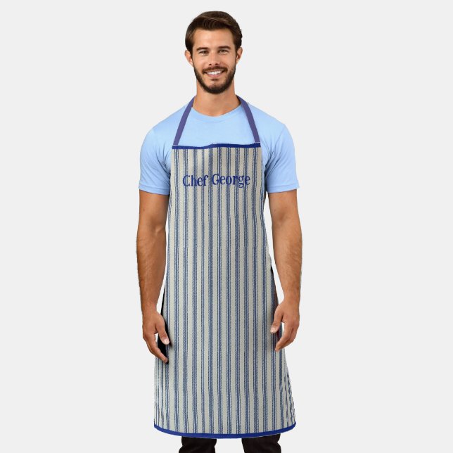 Pin Stripe Apron Name French Style (Worn)