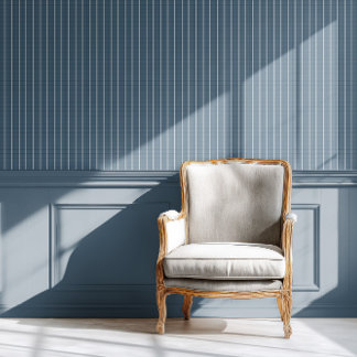 Pin Stripe - Navy + White Wallpaper