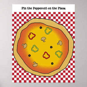 Pin the Pepperoni on the Pizza Game Poster