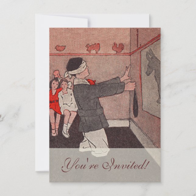 Pin the tail Donkey Invitation (Front)