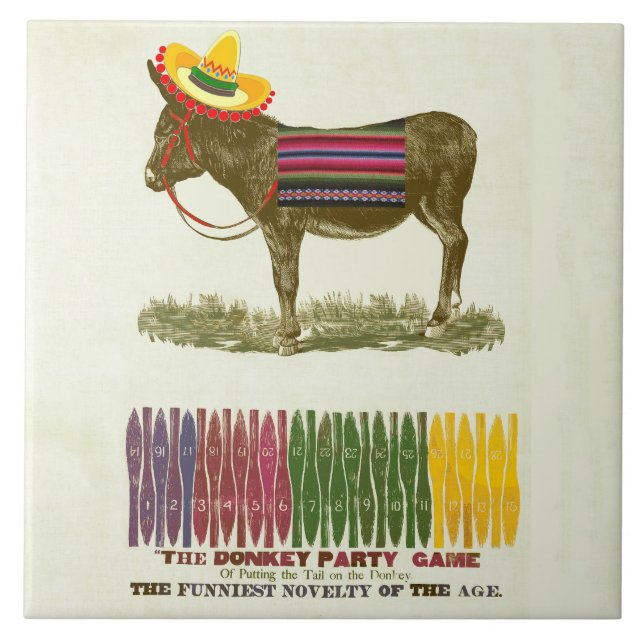 Pin the tail on the Donkey Ceramic Tile (Front)