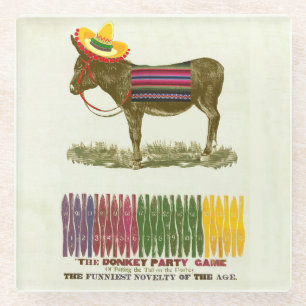 Pin the tail on the Donkey Glass Coaster