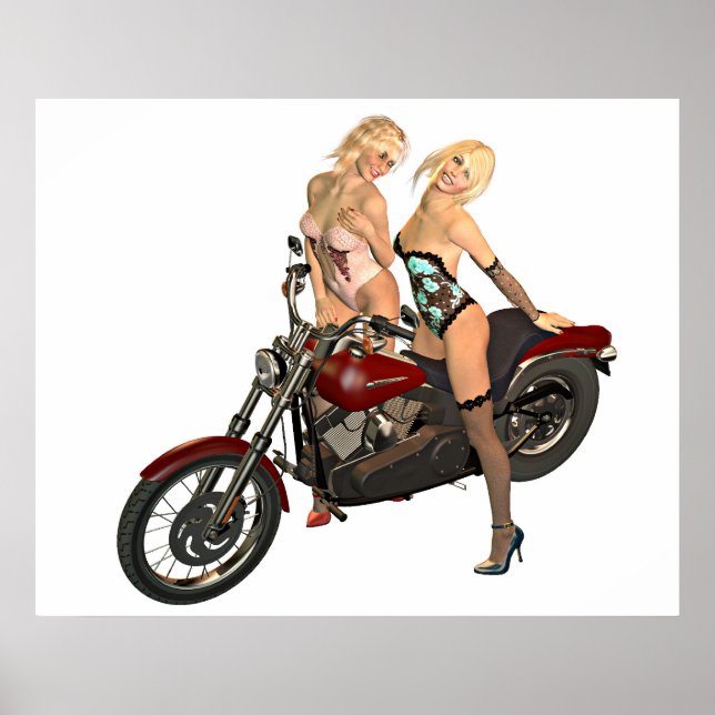 pin-up biker girls poster (Front)
