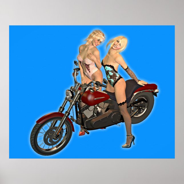 pin-up biker girls poster (Front)