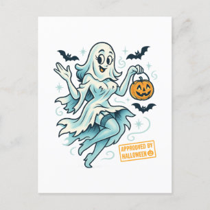 Pin-Up Ghost Girl – Spooky Cute Halloween Holiday Postcard